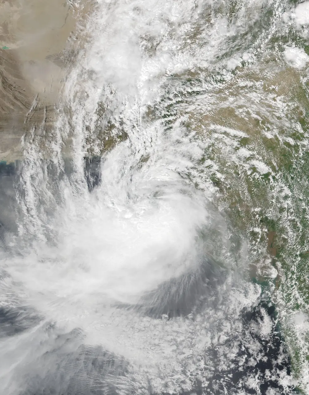 Satellite image of Cyclone Asna over the north-east Arabian Sea off the coasts of Gujarat and Pakistan